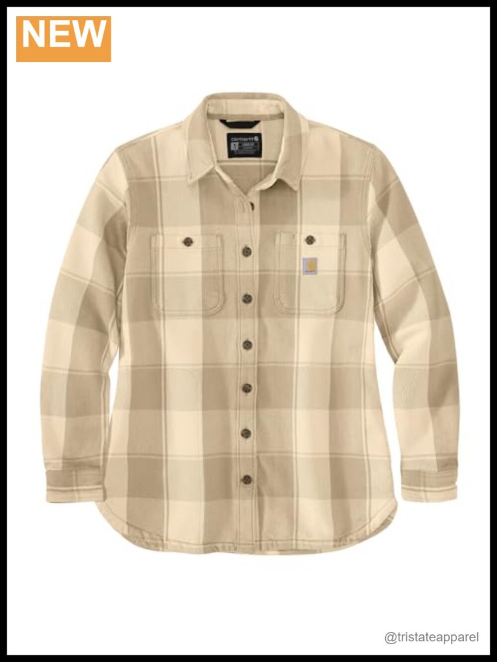Loose Fit Twill Shirt Jac Button Front Plaid Work Outerwear